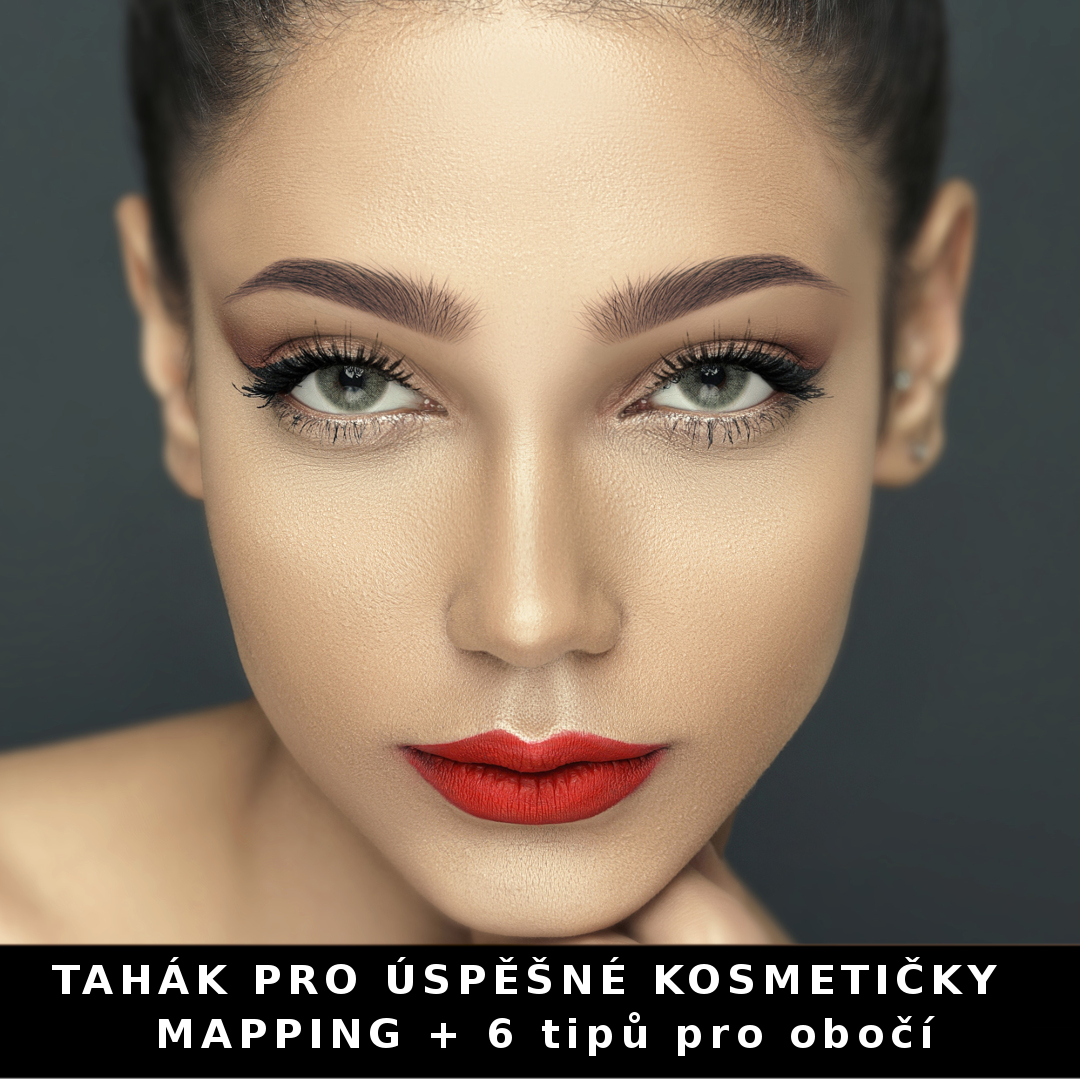 Tahák pro kosmetičky jak předkreslit obočí. Detail obličeje s pravidelným krásným obočím.